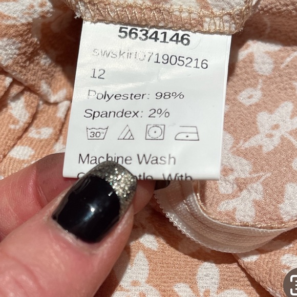 SHEIN Frill Mini Skirt W/Bow I CB Zip | Beige Wht Flowers Print Poly/Spa | Sz:S - Picture 5 of 6